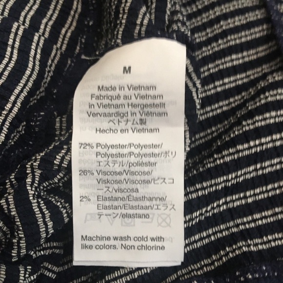 Madewell Texture & Thread High Rise Pull-On Pants Stripe Elastic Wide Leg Blue M - Picture 8 of 12